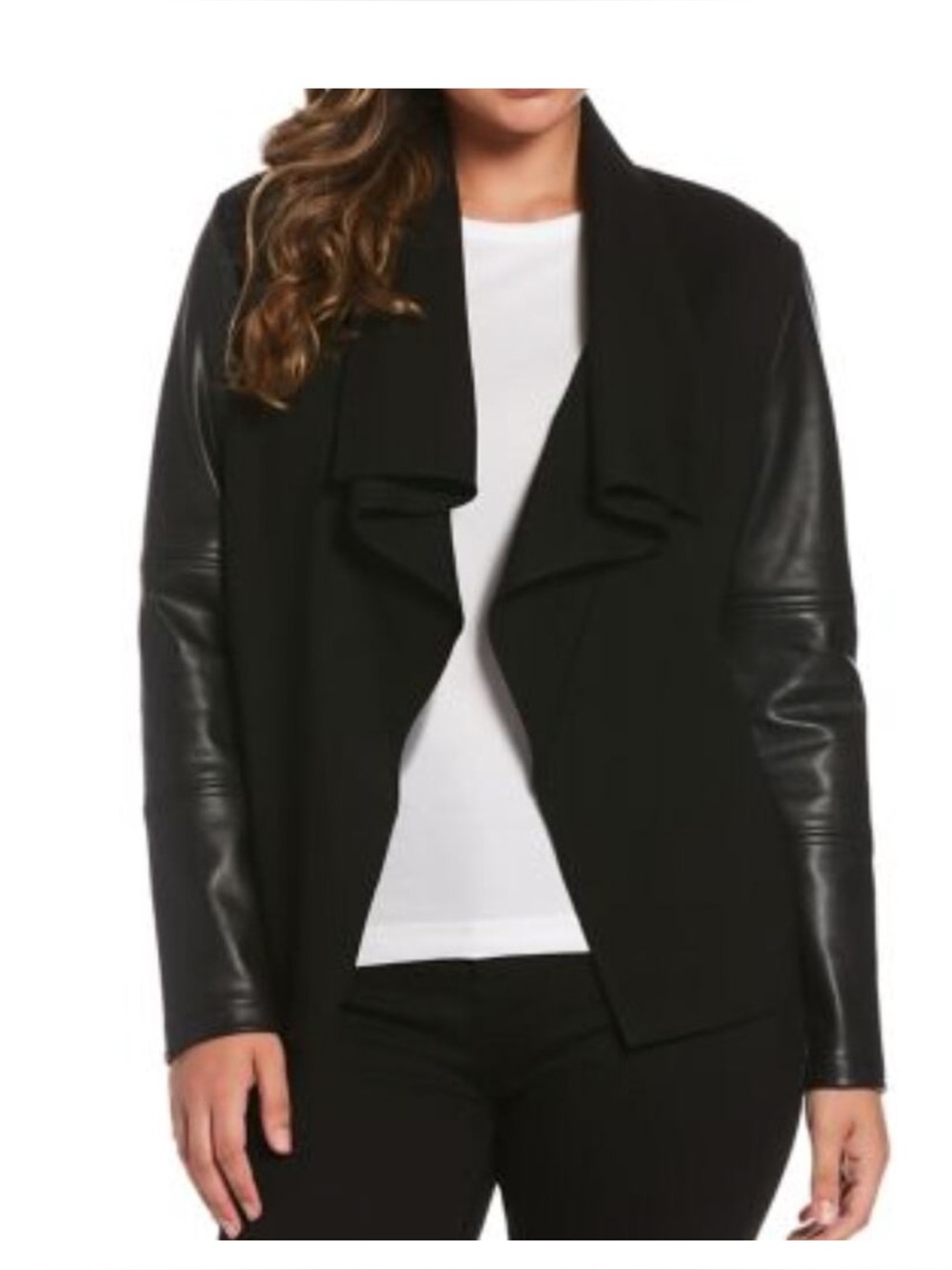 Rafaella Black Jacket with faux leather sleeves - women’s size L